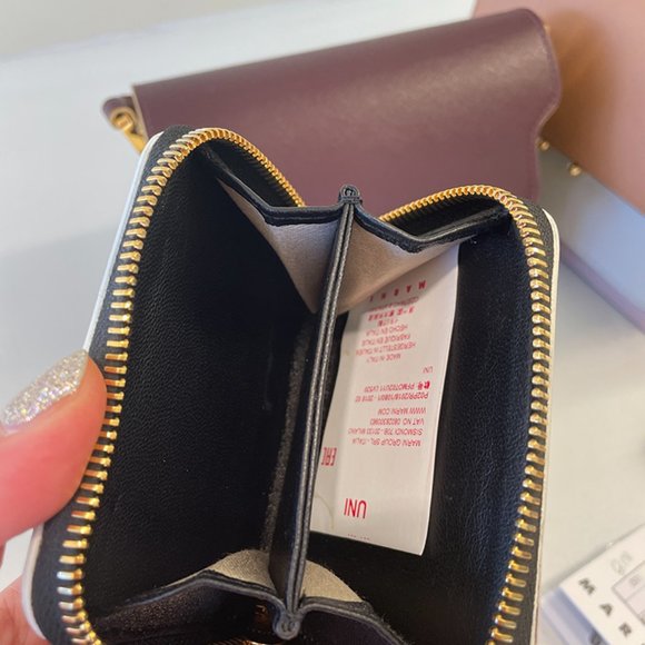 NWT MARNI LV520 SAFFIANO TWO TONE ZIP AROUND CARD CASE PFMOT02U14 Z093N - Picture 6 of 7